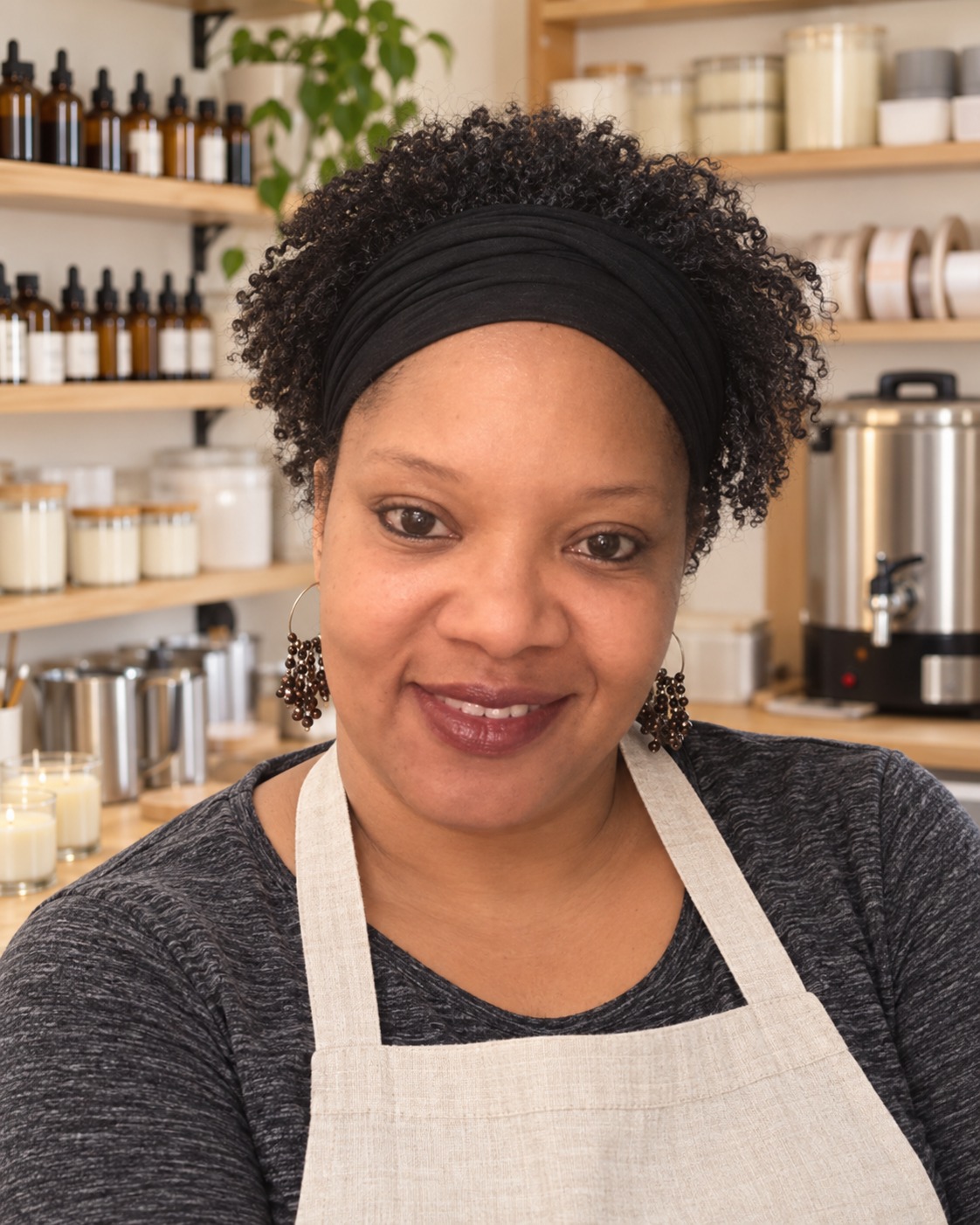 Cynthia, the owner of ALONE Body & Candle Co